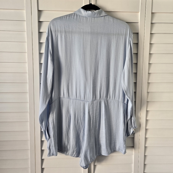 Intimately Free People Light Blue Long Sleeve Collared Loungewear Romper Size M - Picture 9 of 13